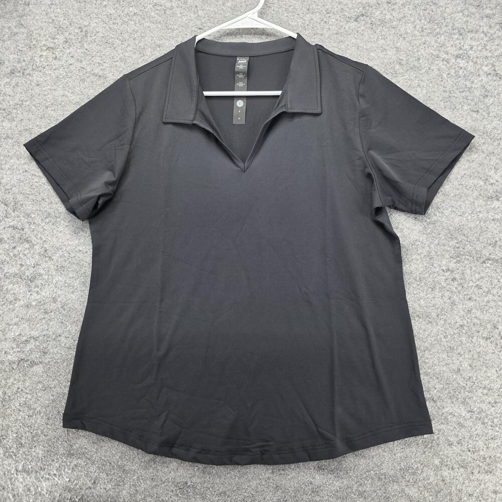 MIER Shirt Womens Large Black Polo Short Sleeve Golf Tennis Athletic Top